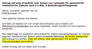 Mein Antrag auf eine Erlaubnis zum Anbau von Cannabis für persönliche medizinische Zwecke nach § 3 Abs. 2 Betäubungsmittelgesetz