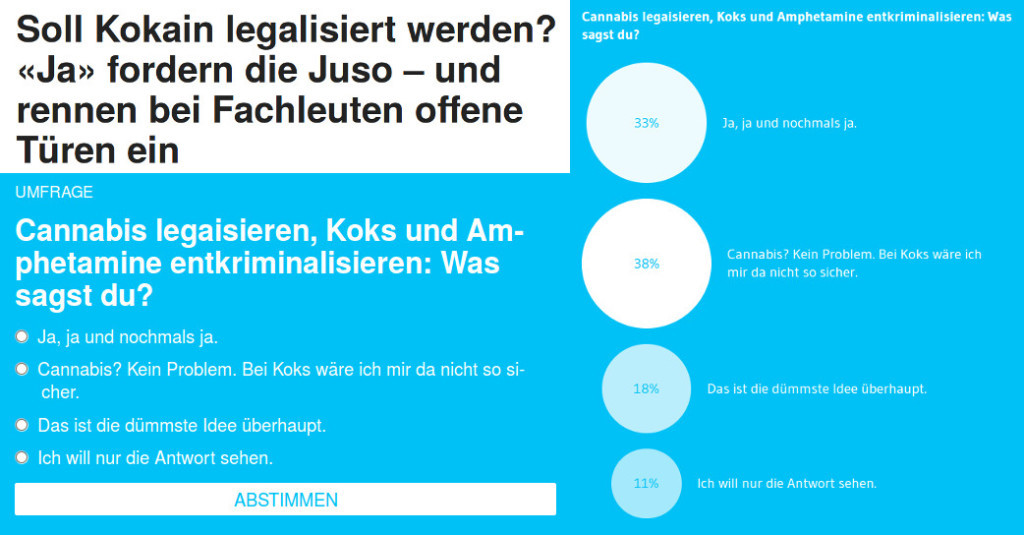 Cannabis legalisieren, Koks und Amphetamine entkriminalisieren: Was sagst du?